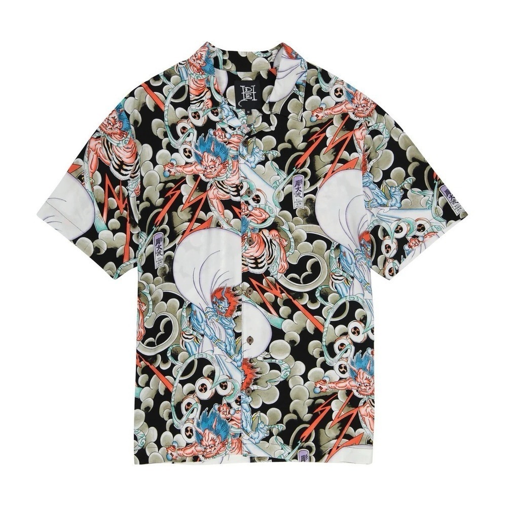 ED HARDY Japan Bee Camp Button‎ Up Multicolor Shirt Men's Size S *NEW* $85